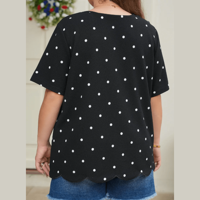 Becca Black Plus Size Dotted Casual T Shirt