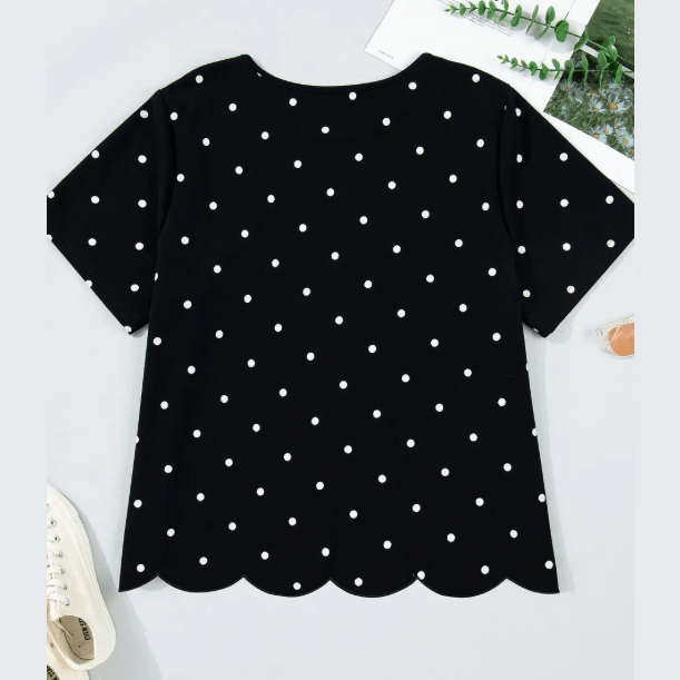 Becca Black Plus Size Dotted Casual T Shirt