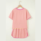 Beckah Pink Stripe Loose Short Sleeve Top and Skirt Set