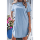 Courtnie Sky Blue Stripe Buttoned Back T-Shirt Denim Mini Dress