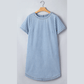 Courtnie Sky Blue Stripe Buttoned Back T-Shirt Denim Mini Dress