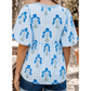 Tanner Sky Blue Floral Print Tie Neck Puff Sleeve Blouse