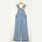 Kimble Mist Blue Retro Distressed Button Adjustable Straps Denim Overall Jumpsuit