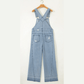 Kimble Mist Blue Retro Distressed Button Adjustable Straps Denim Overall Jumpsuit