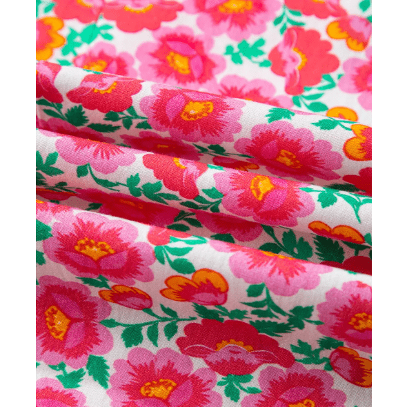 SALE!!!  Jabez Pink Floral Print V Neck Patchwork Short Bubble Sleeve Mini Dress