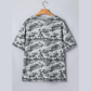 Raelynne Green Retro Camouflage Print Raw Edge V Neck Tee