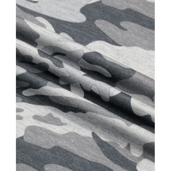Raelynne Green Retro Camouflage Print Raw Edge V Neck Tee
