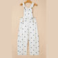 Orsie Off White Polka Dot Print Bib Pocket Denim Barrel Overalls Jumpsuit