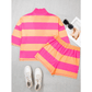 Kessy Pink Seam Detail Half Zip Tee Casual Shorts 2pcs Set