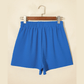 Evanne Blue Solid Color Elastic Waist Casual Skort