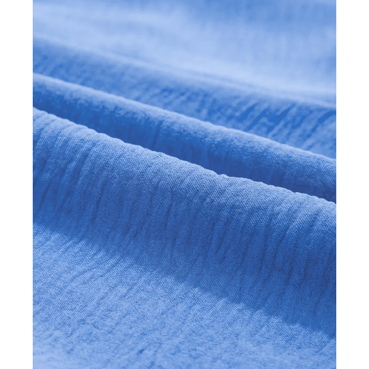 Evanne Blue Solid Color Elastic Waist Casual Skort