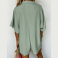 Jorgie Spinach Green Half Button Collared Loose Romper