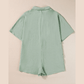 Jorgie Spinach Green Half Button Collared Loose Romper