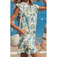 SALE!!!  Bellamy Floral Print V Neck Triple Ruffle Short Sleeve Shift Mini Dress