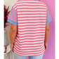 RTS Pink Stripe Contrast Patchwork Short Sleeve Loose Tee