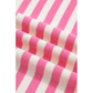 RTS Pink Stripe Contrast Patchwork Short Sleeve Loose Tee