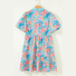 RTS Floral Print Contrast Scallop Striped Trim V Neck Dress