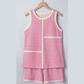 SALE!!!  Betsy Pink Stripe Textured Contrast Trim Casual Tank and Shorts Set