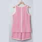 SALE!!!  Betsy Pink Stripe Textured Contrast Trim Casual Tank and Shorts Set