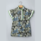Avery Green Ruffled Short Sleeve Floral Summer Blouse