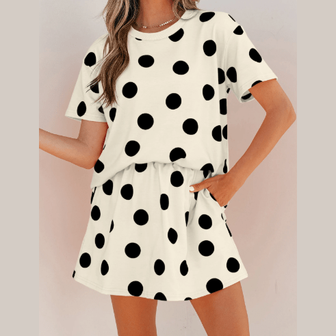 SALE!!!  Blythe White Polka Dot Short Sleeve Top Casual Skort 2pcs Outfit