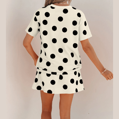SALE!!!  Blythe White Polka Dot Short Sleeve Top Casual Skort 2pcs Outfit