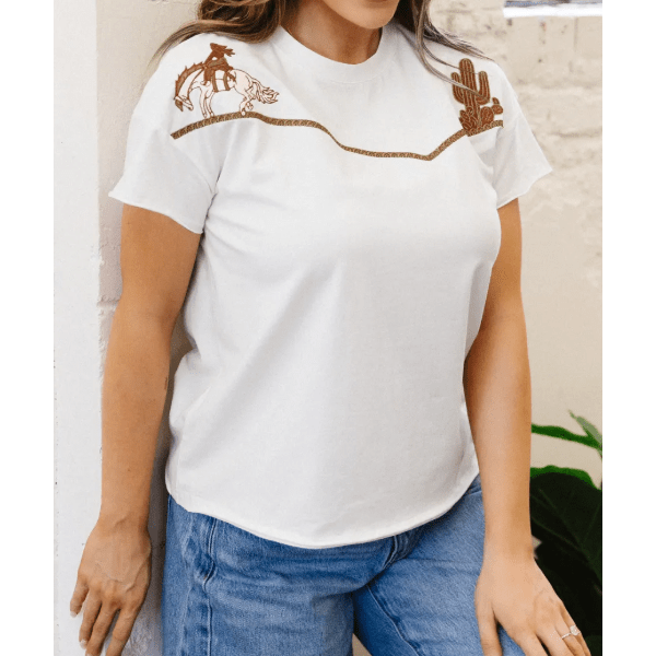 Locie Western Fashion Embroidered Casual Tee