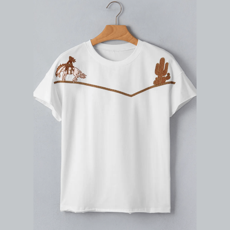 Locie Western Fashion Embroidered Casual Tee