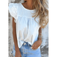 SALE!!!  Drusilla White Lace Detail Flutter Sleeve Pleated Round Neck Blouse