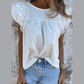 SALE!!!  Drusilla White Lace Detail Flutter Sleeve Pleated Round Neck Blouse