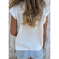 SALE!!!  Drusilla White Lace Detail Flutter Sleeve Pleated Round Neck Blouse