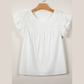 SALE!!!  Drusilla White Lace Detail Flutter Sleeve Pleated Round Neck Blouse