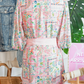 SALE!!!  Pink Boho Floral Print Color Block Trim Half Button Belted Mini Dress