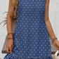 Ruth Blue Polka Dot Ruffle Hem Sleeveless Denim Mini Dress