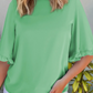 Shayna Green Ruffled Bell Sleeve Loose Blouse