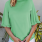Shayna Green Ruffled Bell Sleeve Loose Blouse