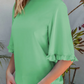 Shayna Green Ruffled Bell Sleeve Loose Blouse