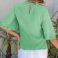Shayna Green Ruffled Bell Sleeve Loose Blouse