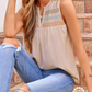 Lacee Apricot Shirred Contrast Stitch V Neck Sleeveless Shift Top