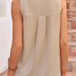 Lacee Apricot Shirred Contrast Stitch V Neck Sleeveless Shift Top