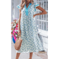 SALE!!!  Ashton Sunflower Printed Striped Patchwork Trim Flutter Sleeve Long Dress