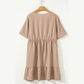 SALE!!!  Britton Khaki Plus Size Textured Ruffled Short Sleeve Dress