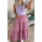 Britta Purple Ribbed V Neck Tank Floral Contrast Patchwork Long Dress