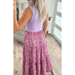 Britta Purple Ribbed V Neck Tank Floral Contrast Patchwork Long Dress