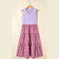 Britta Purple Ribbed V Neck Tank Floral Contrast Patchwork Long Dress
