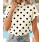 Iris Polka Dot Print High Neck Dolman Top