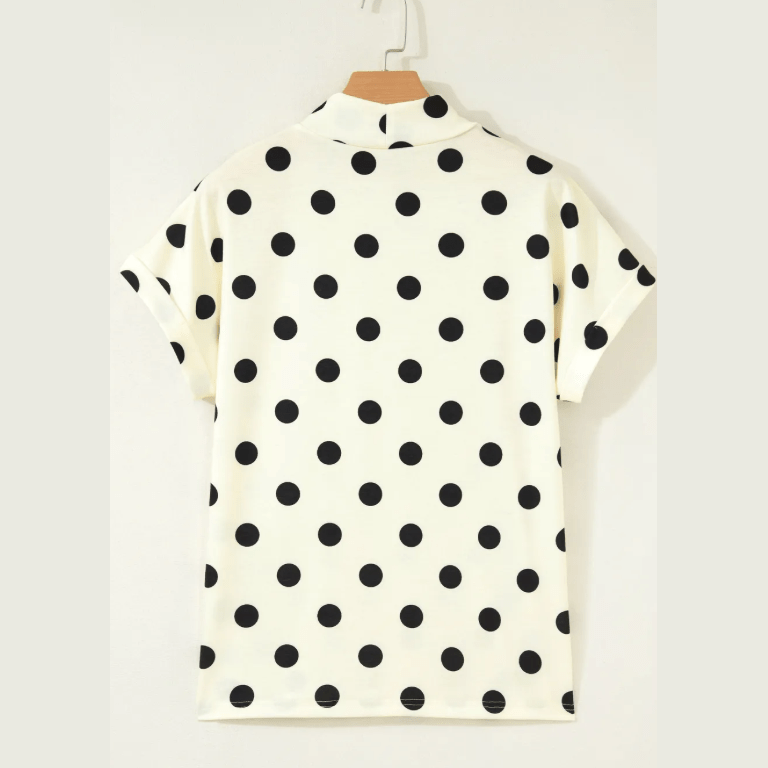 Iris Polka Dot Print High Neck Dolman Top