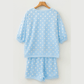 Malbi Blue Polka Dot Oversized Top Drawstring Short Set