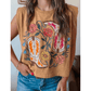 Penny Camel Western Boots Flower Printed Sleeveless Loose Tank Top