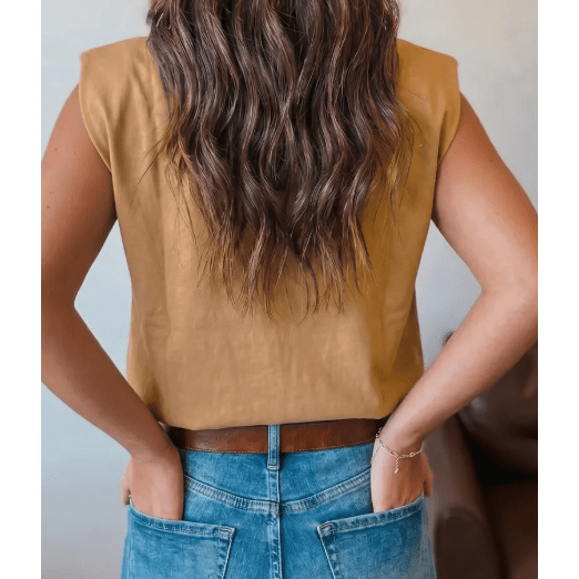 Penny Camel Western Boots Flower Printed Sleeveless Loose Tank Top